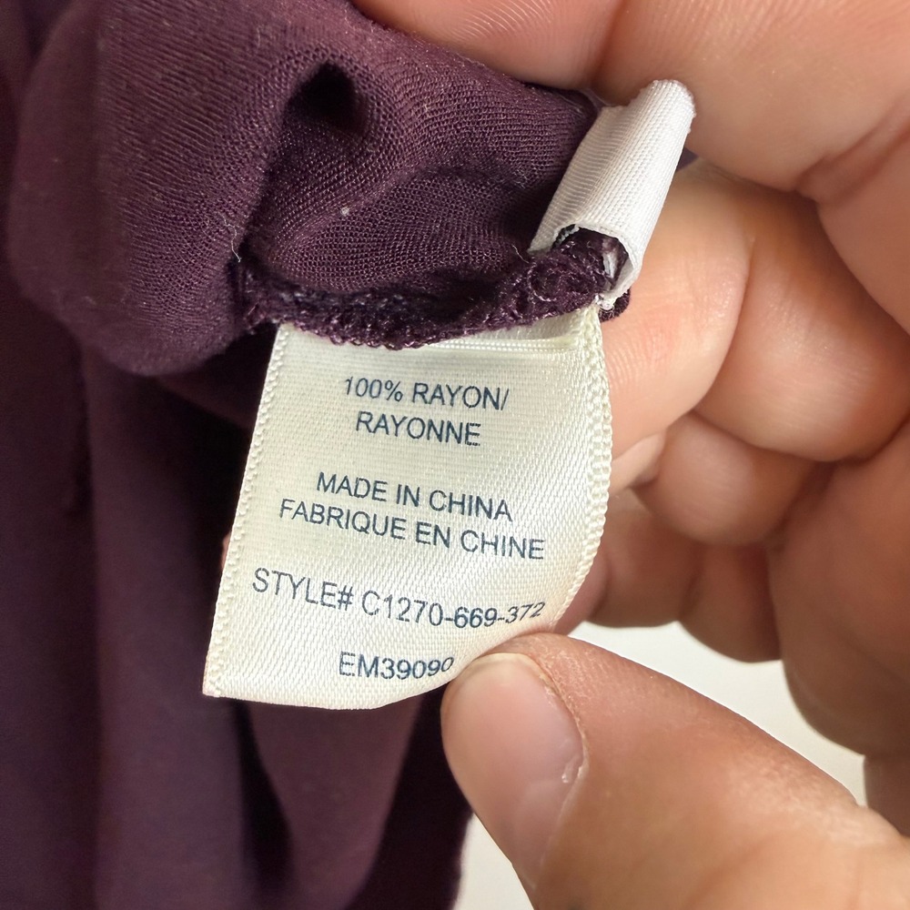 Cloth & Stone Plum Burgundy Lace Up Long Sleeve‎ Rayon Tunic Top M - Picture 5 of 8